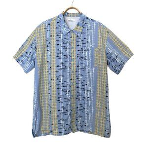 Columbia PFG Shirt Mens XL Fishing Boat Vented Slimming Vertical Pattern Blue